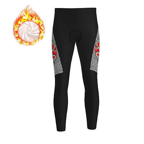 

21Grams Men's Cycling Tights Cycling Pants Winter Fleece Bike Tights Padded Shorts / Chamois Pants Fleece Lining Breathable Warm Sports Dragon Black Mountain Bike MTB Road Bike Cycling Clothing