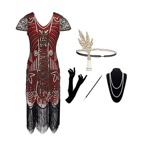 

Charleston Vintage 1920s The Great Gatsby Charleston Dance Costumes 1 Necklace Paillette Women's Party Theme Party Sleeveless Natural Polyester