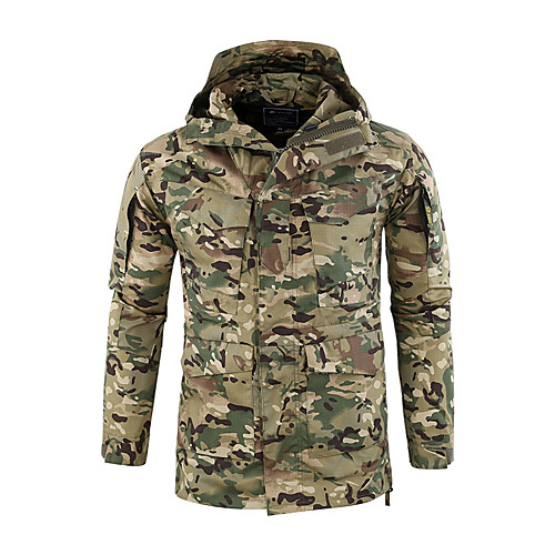 

Men's Hunting Jacket Outdoor Thermal Warm Waterproof Windproof Breathable Fall Winter Spring Camo Coat Top Cotton Camping / Hiking Hunting Fishing Green / Black Black Camouflage