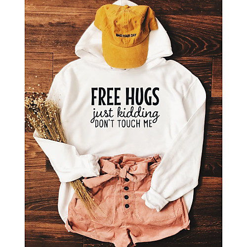 

Women's Pullover Hoodie Sweatshirt Graphic Text Letter Daily Weekend Basic Casual Hoodies Sweatshirts White Black Yellow