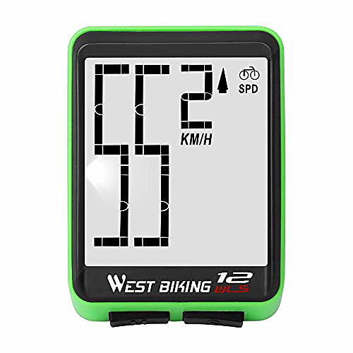 

bike computer wireless, cycling speedometer odometer large digits automatic speed display change, waterproof el backlight bicycle computers