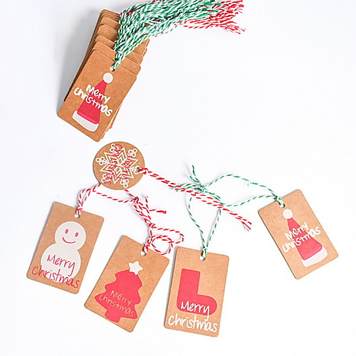 

50pcs 5 Patterns Mixed Christmas Decorations Hanging Cards