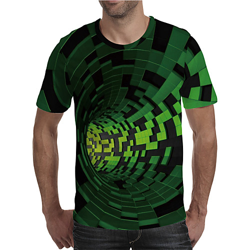 

Men's T shirt 3D Print Graphic 3D Plus Size Print Short Sleeve Daily Tops Elegant Exaggerated Green