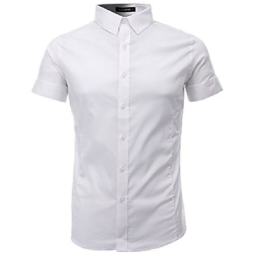 

mens slim fit basic dress shirts short sleeve (sh401) white, l