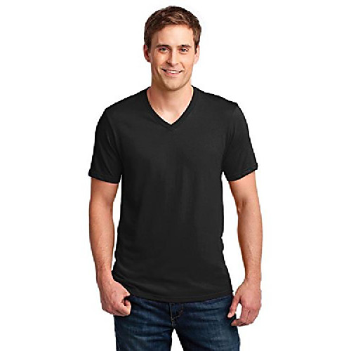 

men's ring spun v-neck t-shirt - black - medium