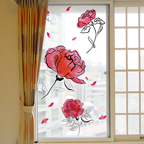 

Frosted Privacy Beautiful Flowers Pattern Window Film Home Bedroom Bathroom Glass Window Film Stickers Self Adhesive Sticker 60116cm