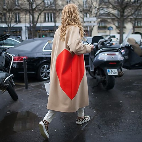 

Women's Solid Colored Fall & Winter Coat Long Daily Long Sleeve Cotton Blend Coat Tops Khaki