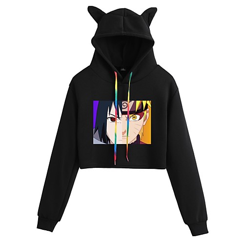 

Inspired by Naruto Uchiha Sasuke Crop Top Hoodie Polyester / Cotton Blend Graphic Prints Printing Crop Top For Women's / Men's