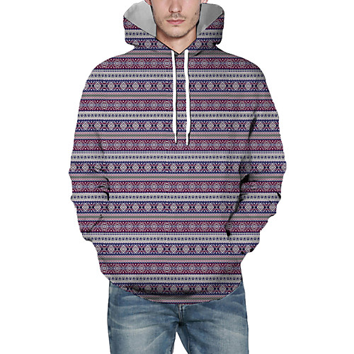 

Men's Pullover Hoodie Sweatshirt Striped Graphic 3D Christmas Daily 3D Print Christmas Hoodies Sweatshirts Purple