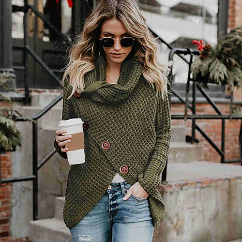 

Women's Solid Colored Pullover Long Sleeve Sweater Cardigans Round Neck Fall Winter White Black Blue