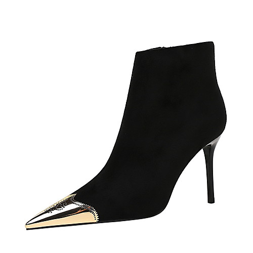 

Women's Boots Stiletto Heel Boots Stiletto Heel Pointed Toe Booties Ankle Boots Daily Walking Shoes Nubuck Solid Colored Black / Gold Black / Booties / Ankle Boots / Booties / Ankle Boots