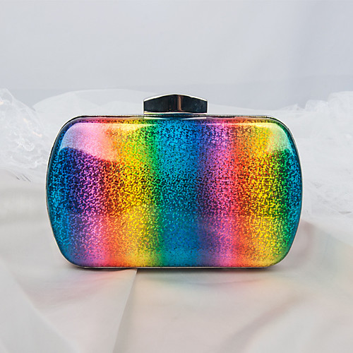 

Women's Bags PU Alloy Evening Bag Glitter Striped Color Block Wedding Event / Party Handbags Rainbow