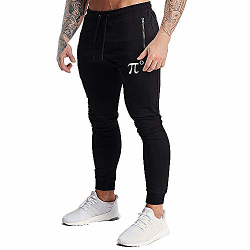 

men's jogger pants slim fit workout sweatpants athletic running pants with zipper pocket, black, x-large