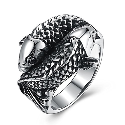 

koi carp design stainless steel rings for men boys jewelry chic punk fish