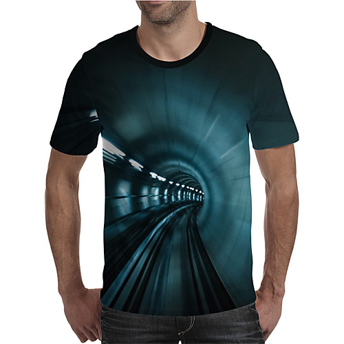 

Men's T shirt 3D Print Graphic 3D Plus Size Print Short Sleeve Daily Tops Elegant Exaggerated Green