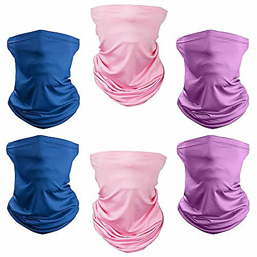 

6 pieces neck gaiters uv protection summer face cover scarf bandana balaclavas (solid color-1)