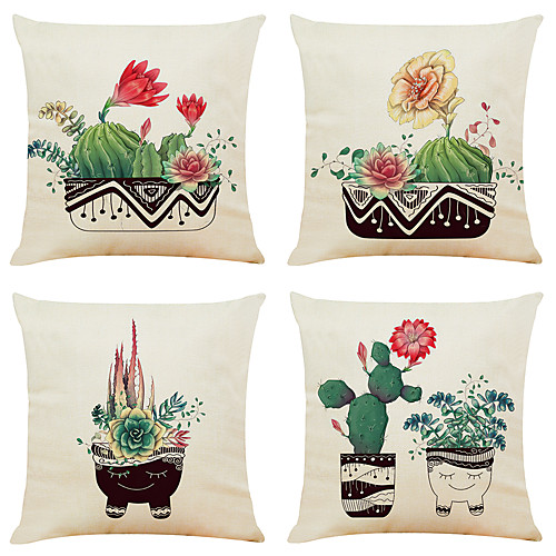 

Cushion Cover 4PC Linen Soft Decorative Square Throw Pillow Cover Cushion Case Pillowcase for Sofa Bedroom 45 x 45 cm (18 x 18 Inch) Superior Quality