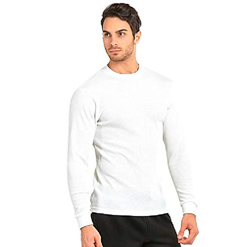 

men's classic waffle-knit medium weight thermal top (s, white)