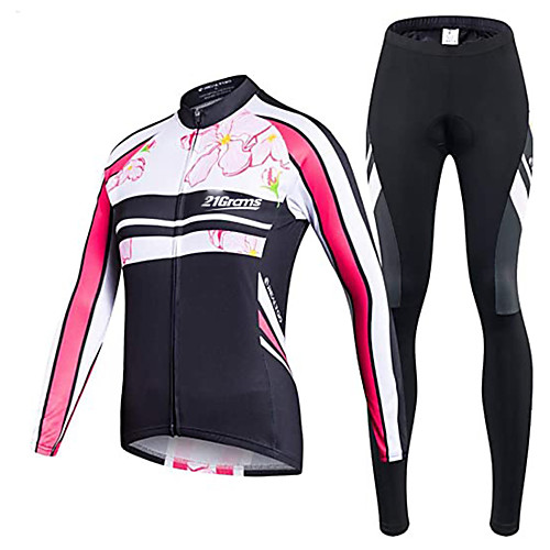 

21Grams Men's Long Sleeve Cycling Jersey with Tights Winter Fleece Polyester Black Bike Clothing Suit Thermal Warm Fleece Lining Breathable 3D Pad Quick Dry Sports Graphic Mountain Bike MTB Road Bike