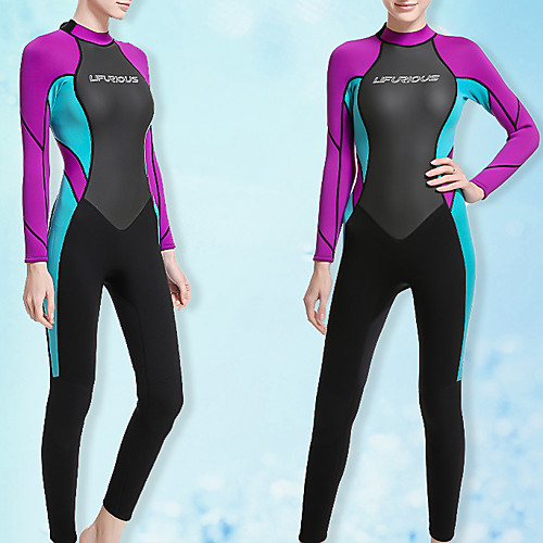 

Women's Full Wetsuit 3mm SCR Neoprene Diving Suit Thermal Warm Quick Dry Long Sleeve Back Zip - Swimming Diving Surfing Patchwork Spring & Fall Summer / Stretchy