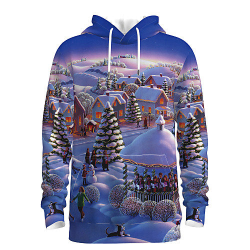 

Men's Pullover Hoodie Sweatshirt Graphic Scenery 3D Hooded Christmas Daily 3D Print 3D Print Christmas Hoodies Sweatshirts Long Sleeve Purple