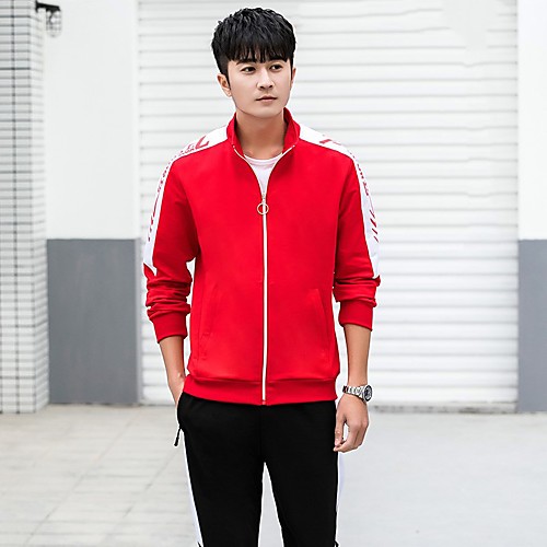 

Men's 2 Piece Full Zip Tracksuit Sweatsuit Casual Athleisure Long Sleeve 2pcs Thermal Warm Soft Fitness Gym Workout Running Walking Jogging Sportswear Solid Colored Outfit Set Clothing Suit Jacket