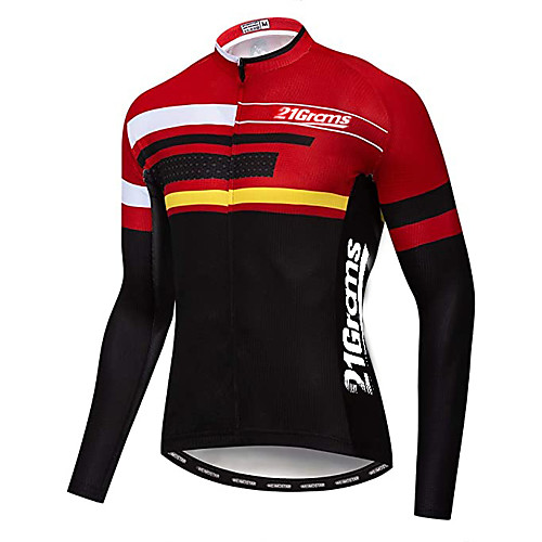 

21Grams Men's Long Sleeve Cycling Jersey Winter Fleece Black Bike Jersey Top Mountain Bike MTB Road Bike Cycling UV Resistant Fleece Lining Breathable Sports Clothing Apparel / Stretchy / Athleisure