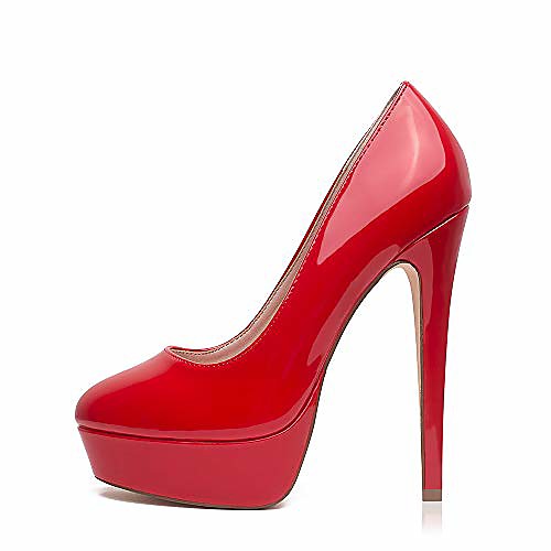 

women's high heels platform pumps shoes closed toe stilettos slip on for dress wedding party prom red 9