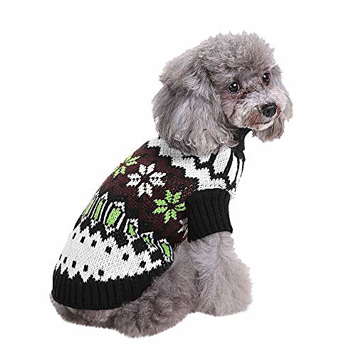 

christmas classic pet dog apparel clothes, winter dog warm turtleneck sweater for puppy (xxl, black)