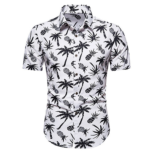 

Men's T shirt Other Prints Floral 2pcs Print Short Sleeve Holiday Tops Streetwear Black / White White