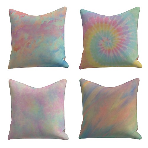 

Cushion Cover 4PC Linen Soft Decorative Square Throw Pillow Cover Cushion Case Pillowcase for Sofa Bedroom 45 x 45 cm (18 x 18 Inch) Tie Dye Superior Quality Mashine Washable