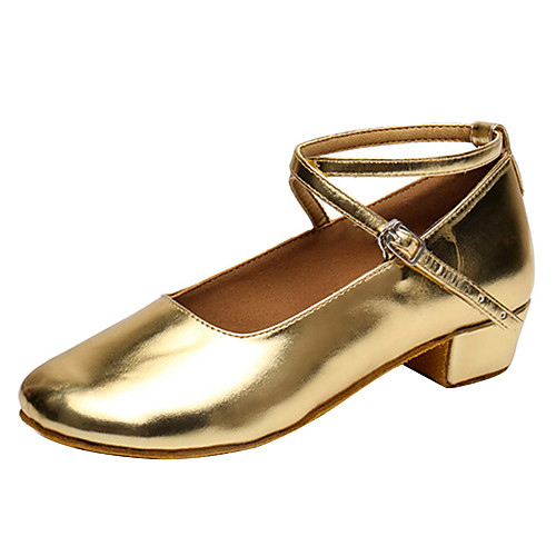 

Girls' Latin Shoes Modern Shoes Salsa Shoes Heel Buckle Thick Heel Gold Silver Buckle