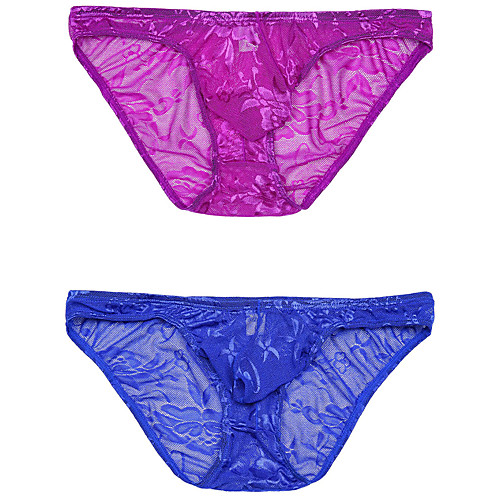 

Men's 2 Piece Lace Briefs Underwear - Normal Low Waist Multi color M L XL