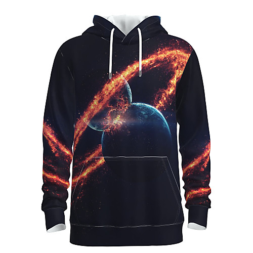 

Men's Pullover Hoodie Sweatshirt Universe Graphic 3D Front Pocket Daily 3D Print 3D Print Casual Hoodies Sweatshirts Orange