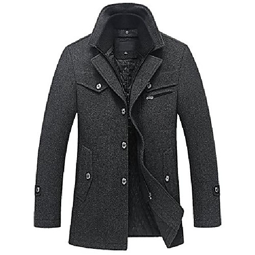 

chouyatou mens winter stylish single breasted plaid sherpa lined blend pea coats