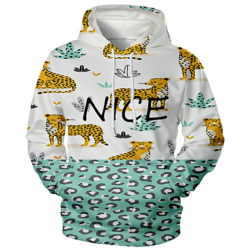 

Men's Pullover Hoodie Sweatshirt Animal Patterned Graphic 3D Daily 3D Print 3D Print Hoodies Sweatshirts Light Blue