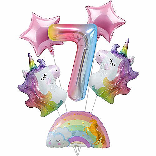 

unicorn balloons unicorn birthday decorations for girls 7 number ballloon rainbow balloon unicorn 7th birthday party supplies