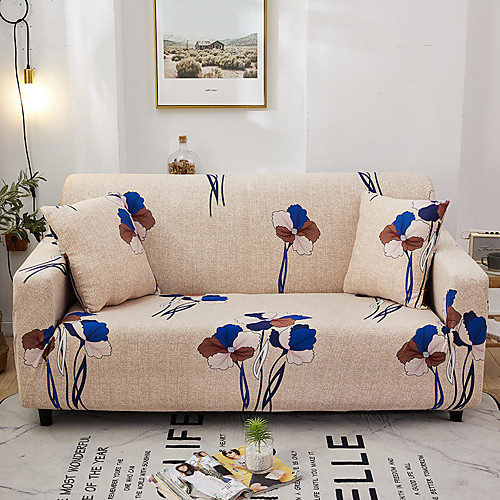 

Floral Print 1-Piece Sofa Cover Couch Cover Furniture Protector Soft Stretch Slipcover Spandex Jacquard Fabric Super Fit for 1~4 Cushion Couch and L Shape Sofa,Easy to Install(1 Free Cushion Cover)