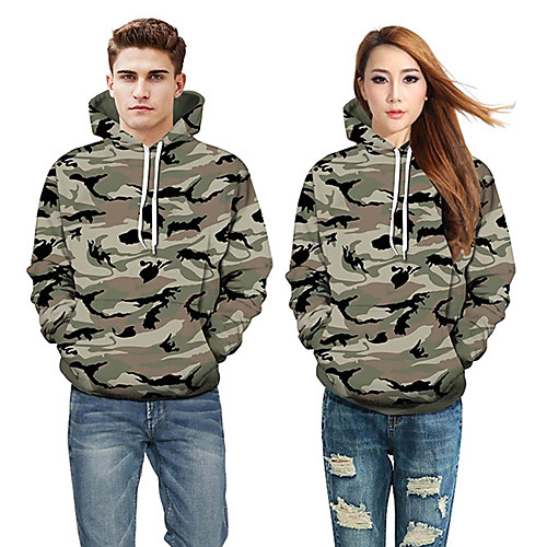 

Women's Men's Hunting T-shirt Outdoor Warm Soft Outdoor Casual Fall Winter Camo Top Polyester Long Sleeve Camping / Hiking Hunting Fishing Camouflage