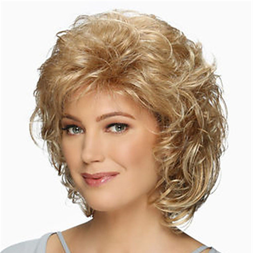 

Synthetic Wig Curly Asymmetrical Wig Blonde Short Light Brown Dark Brown Blonde Synthetic Hair Women's Fashionable Design Classic Exquisite Blonde Dark Brown