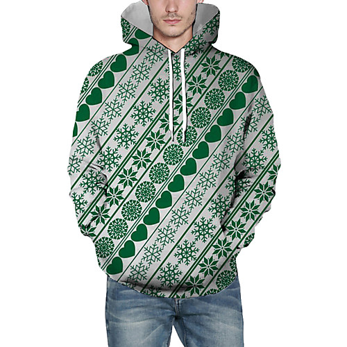 

Men's Pullover Hoodie Sweatshirt Striped Graphic 3D Christmas Daily 3D Print Christmas Hoodies Sweatshirts Green