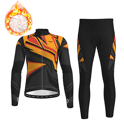 

21Grams Men's Long Sleeve Cycling Jersey with Tights Winter Fleece Black Bike Fleece Lining Breathable Warm Quick Dry Sports Graphic Mountain Bike MTB Road Bike Cycling Clothing Apparel / Stretchy