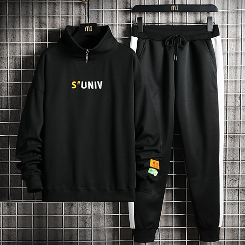 

Men's 2 Piece Quarter Zip Tracksuit Sweatsuit Jogging Suit Long Sleeve 2pcs Thermal Warm Breathable Soft Running Walking Jogging Sportswear Jacket and Sweatpants Athletic Clothing Set Athleisure Wear