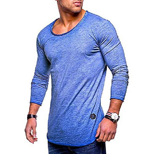 

men's basic crewneck casual fashion hipster t-shirt muscle longline tee casual premium top mt-7315 (m,blue)