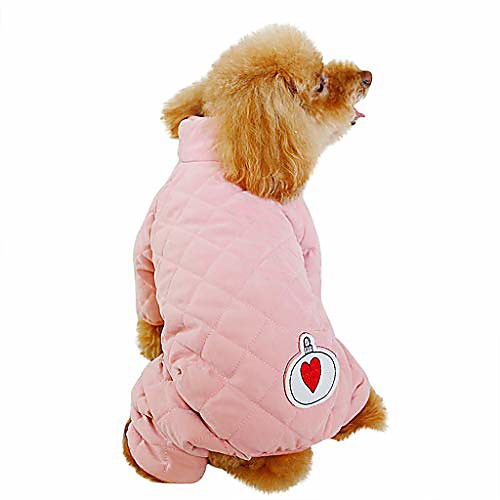 

dog clothing for winter, pet warm coat with love pattern decoration, pet snowsuit outerwear, pet cold weather outfits, warm jacket for small/medium/large dogs, pet autumn winter apparel (xl, pink)