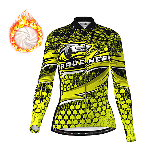 

21Grams Women's Long Sleeve Cycling Jersey Winter Fleece Yellow Red Blue Bike Jersey Top Mountain Bike MTB Road Bike Cycling Fleece Lining Breathable Warm Sports Clothing Apparel / Stretchy