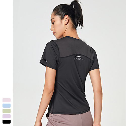 

Women's Yoga Top Patchwork Fashion Black Purple Blue Green Light Pink Mesh Yoga Fitness Running Top Sport Activewear Breathable Quick Dry Comfortable Stretchy