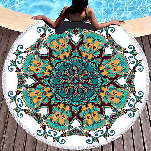 

Boho Style Round Tapestry Wall Hanging Beach Throw Towel Yoga Mat Sunscreen Shawl wrap Skirt Tassels Cotton Beach Towel