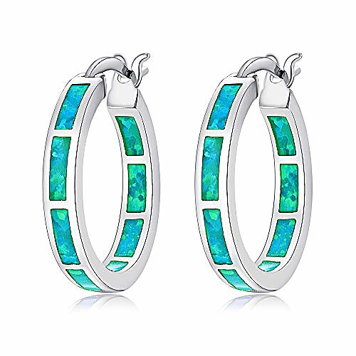

green opal huggie hoops sterling silver plated hypoallergenic earrings for women girls with sensitive ears fashion hoop earrings