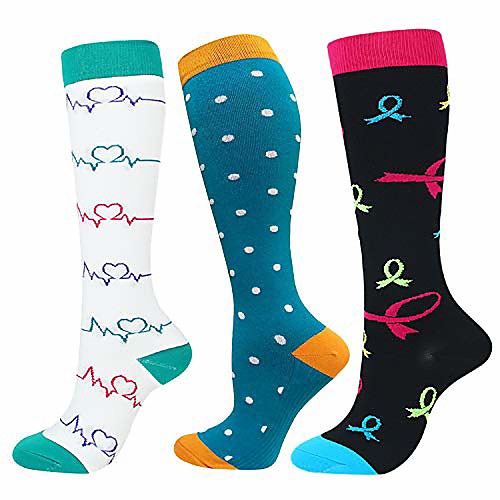 

hiking socks women knee length colorful pack compression stocking for men & women - s/m, multicoloured 02